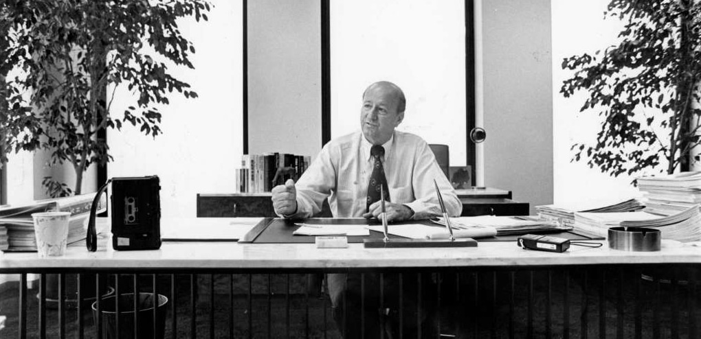 George P. Mitchell in his office in 1979 (Cynthia & George P. Mitchell Foundation)