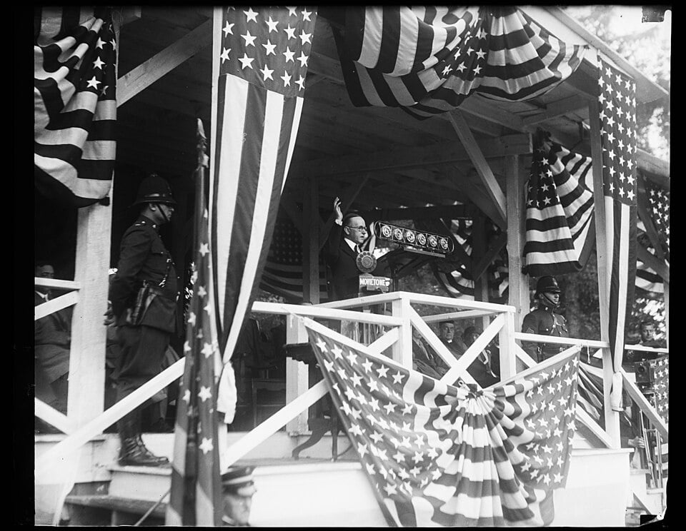 President Coolidge at the podium in 1928.