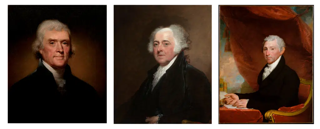 Presidents Thomas Jefferson, John Adams, and James Monroe