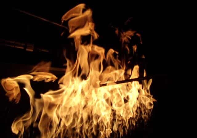 Choke Valve on fire in a testing chamber