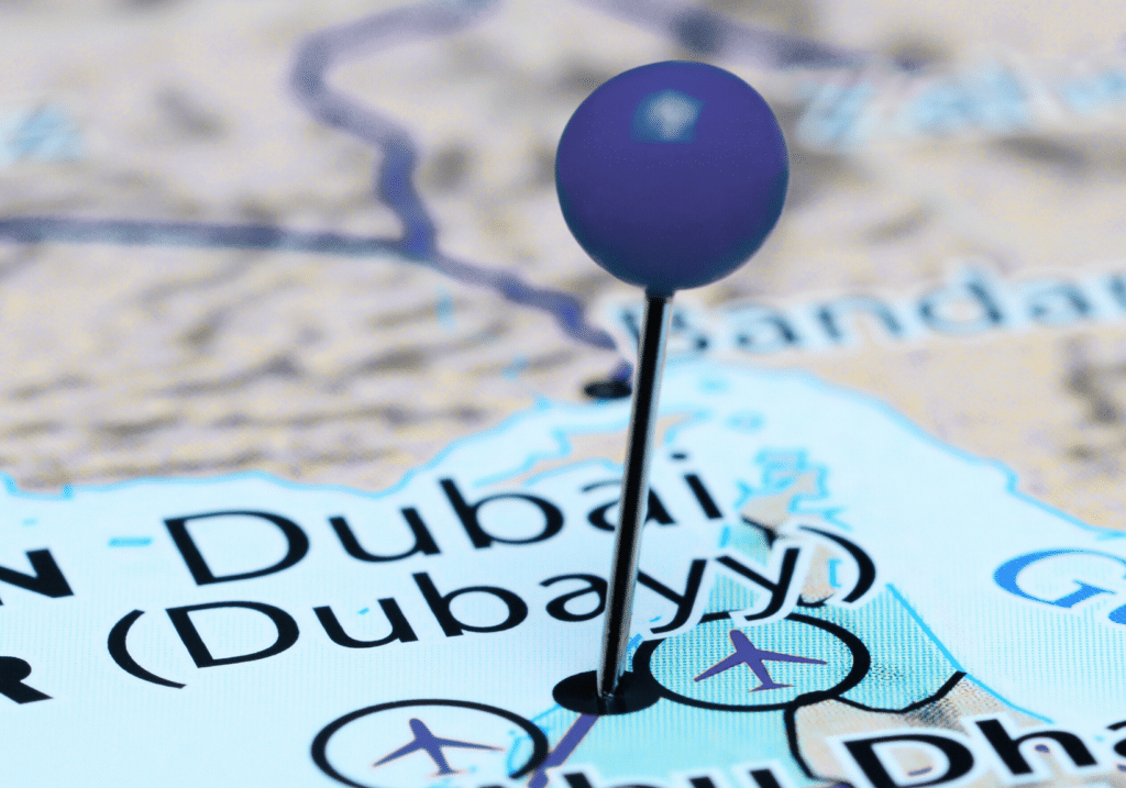 Dubai Map with Pin